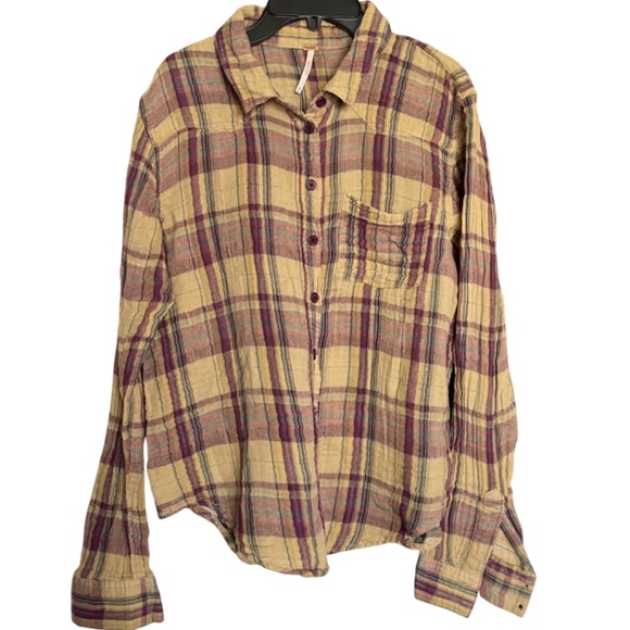 Free People Tops - Free People Plaid Flannel Button Down Shirt